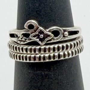 Silver Tone Stacking Ring Set of 3; Size 5.75 Band Rings or pinky rings